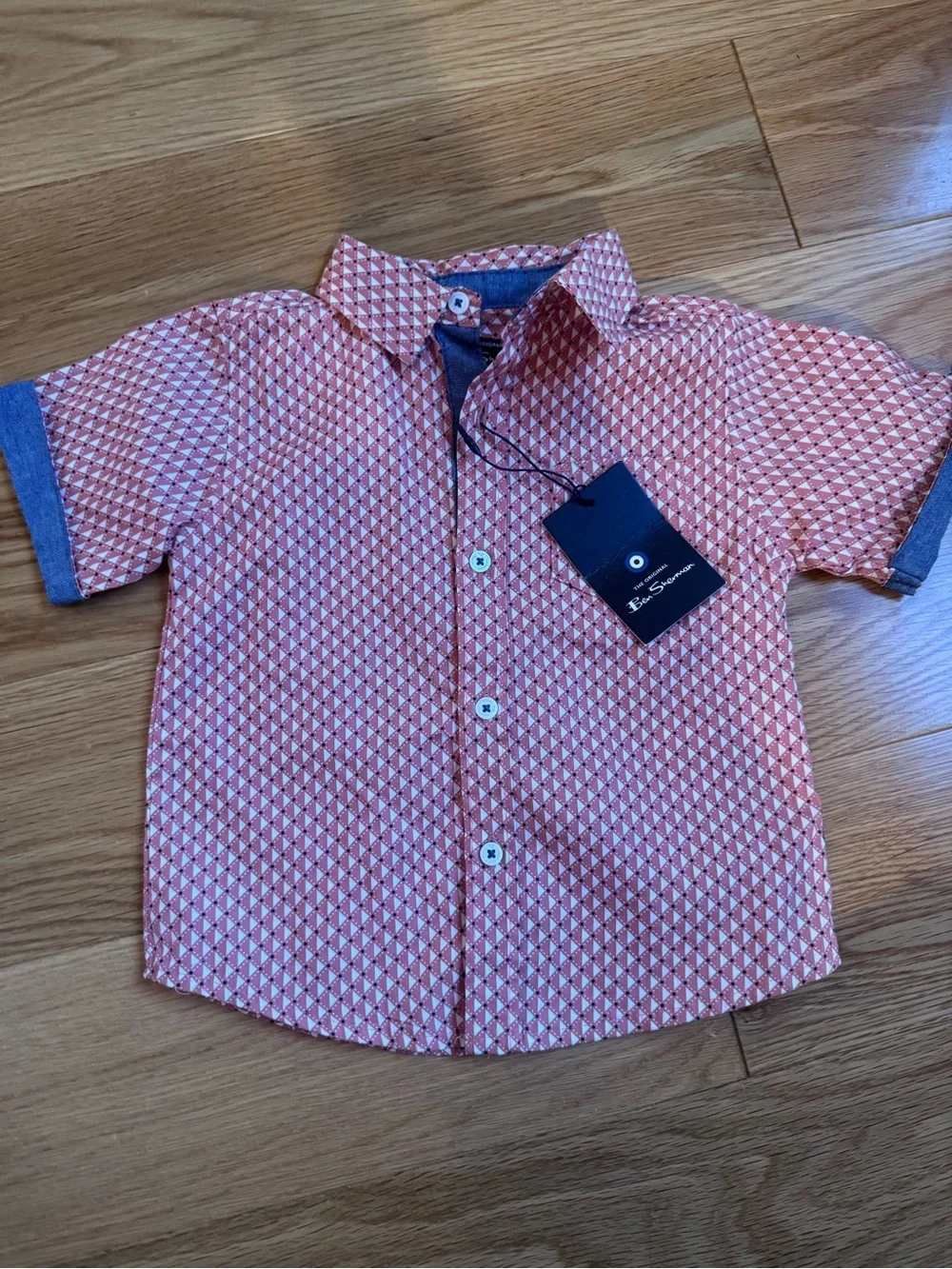 Ben Sherman Red Geometric Short-Sleeve Button-Down